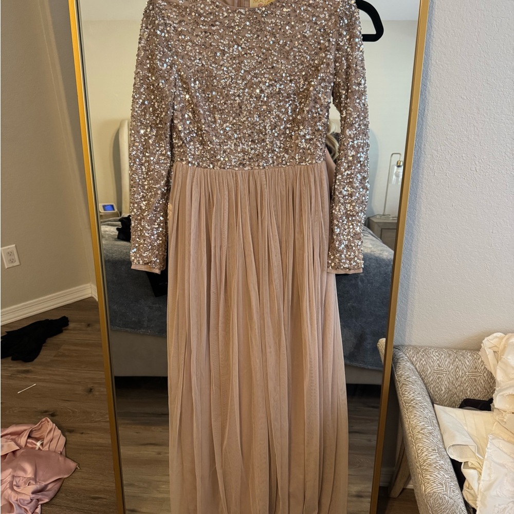 Sequin Long Sleeve Gown